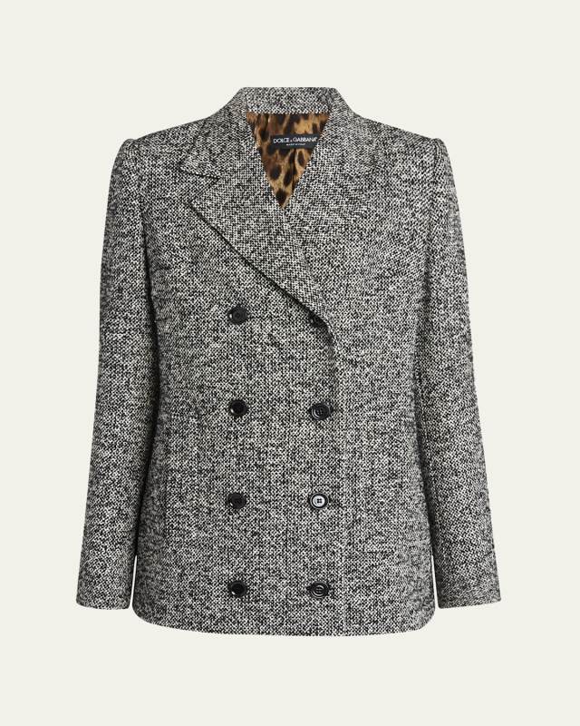 Dotted Wool-Blend Double-Breasted Blazer